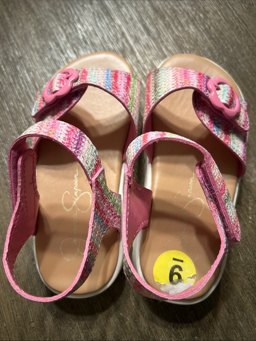 Jessica Simpson Girls' Pink Multi-Stripe Sandals, Sz.9, New no Tag.